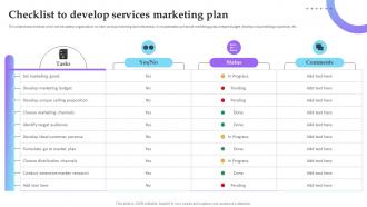 Checklist To Develop Services Marketing Plan Service Marketing Plan To Improve Business