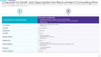 Checklist To Draft Job Description For Recruitment Consulting Firm