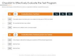 Checklist to effectively evaluate the test program devops in hybrid model it