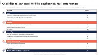 Checklist To Enhance Mobile Application Test Automation