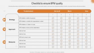 Checklist To Ensure BPM Quality Improving Business Efficiency Using