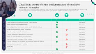 Checklist To Ensure Effective Implementation Of Staff Retention Tactics For Healthcare