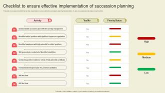 Checklist To Ensure Effective Implementation Of Succession Planning Succession Planning Guide