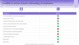 Checklist To Ensure Remote Onboarding Of Employees