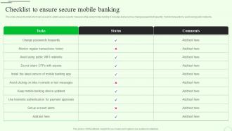 Checklist To Ensure Secure M Banking For Enhancing Customer Experience Fin SS V