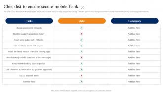 Checklist To Ensure Secure Mobile Smartphone Banking For Transferring Funds Digitally Fin SS V