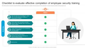 Checklist To Evaluate Effective Completion Of Implementing Organizational Security Training