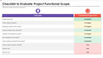 Checklist To Evaluate Project Functional Scope