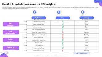 Checklist To Evaluate Requirements Of CRM Analytics
