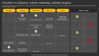Checklist To Evaluation Website Marketing Calendar Progress