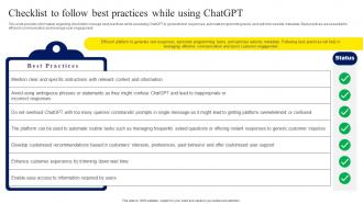 Checklist To Follow Best Practices While ChatGPT OpenAI Conversation AI Chatbot ChatGPT CD V
