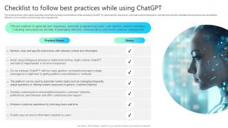 Checklist To Follow Best Practices While Using Chatgpt Chatgpt Impact How ChatGPT SS V