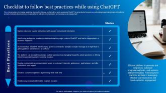 Checklist To Follow Best Practices While Using Everything About Chat GPT Generative ChatGPT SS