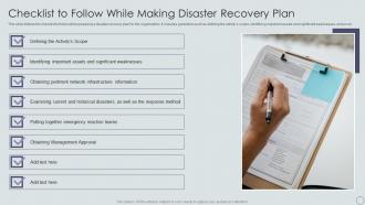 Checklist To Follow While Making Disaster Recovery Plan Ppt Powerpoint Presentation Infographic