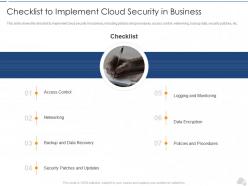 Checklist To Implement Cloud Security In Business Cloud Security IT Ppt Tips