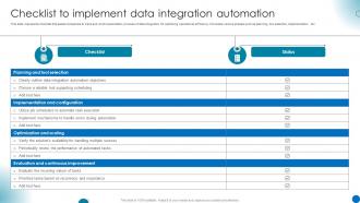 Checklist To Implement Data Integration Automation