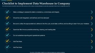 Checklist To Implement Data Warehouse In Company Business Intelligence Solution