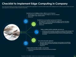Checklist to implement edge computing in company edge computing it