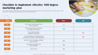 Checklist To Implement Effective 360 Degree Marketing Plan