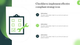 Checklist To Implement Effective Compliant Strategy Icon