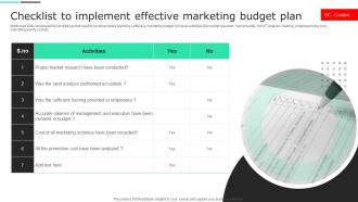 Checklist To Implement Effective Marketing Budget Plan