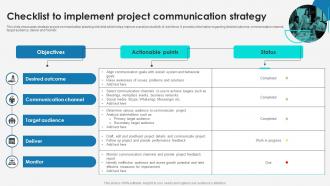 Checklist To Implement Project Communication Strategy