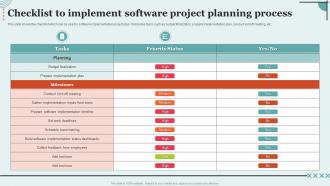 Checklist To Implement Software Project Planning Process