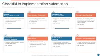 Checklist to implementation automation ppt powerpoint presentation model graphics example