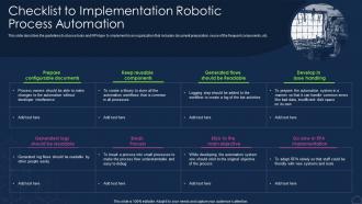 Checklist To Implementation Robotic Process Automation Robotic Process Automation Types