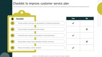Checklist To Improve Customer Service Plan