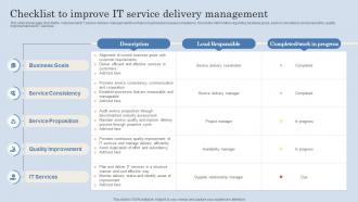 Checklist To Improve It Service Delivery Management