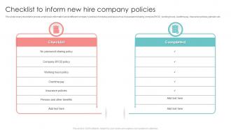 Checklist To Inform New Hire Company Policies
