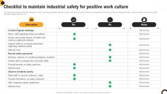 Checklist To Maintain Industrial Safety For Positive Work Culture