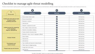 Checklist To Manage Agile Threat Modelling Ethical Tech Governance Playbook