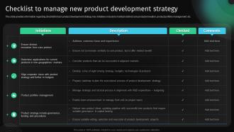 Checklist To Manage New Product Development Strategy Approach To Develop Killer Business Strategy