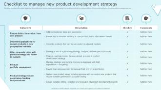 Checklist To Manage New Product Development Strategy Business Strategy For Product Related Growth Strategy Ss