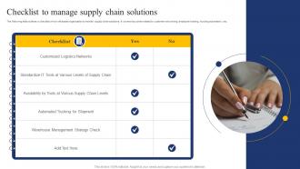 Checklist To Manage Supply Chain Solutions