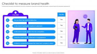 Checklist To Measure Brand Health Marketing Tactics To Improve Brand Ppt Topic
