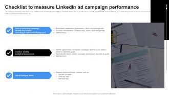Checklist To Measure Linkedin Ad Linkedin Marketing Channels To Improve Lead Generation MKT SS V