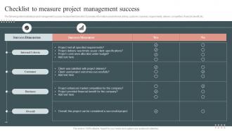 Checklist To Measure Project Management Success