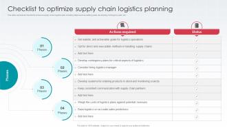 Checklist To Optimize Supply Chain Logistics Planning
