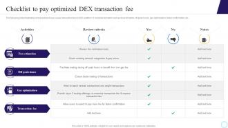 Checklist To Pay Optimized DEX Transaction Fee Step By Step Process To Develop Blockchain BCT SS