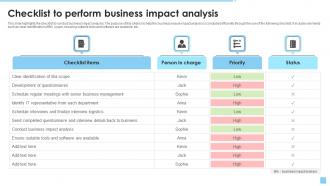 Checklist To Perform Business Impact Analysis