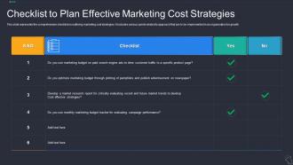 Checklist To Plan Effective Marketing Cost Strategies