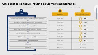 Checklist To Schedule Routine Equipment Maintenance