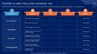 Checklist To Select Best Event Correlation Tool Comprehensive Guide To Begin AI SS V
