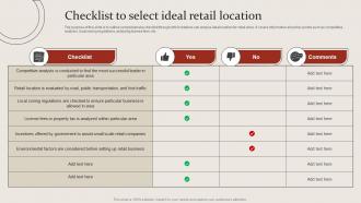 Checklist To Select Ideal Retail Location Site Selection For Opening New Retail Store