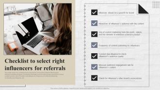 Checklist To Select Right Influencers Referral Marketing Strategies To Reach MKT SS V