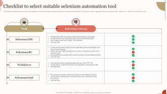 Checklist To Select Suitable Selenium Automation Tool