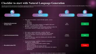 Checklist To Start With Natural Language Generation Ppt Diagrams